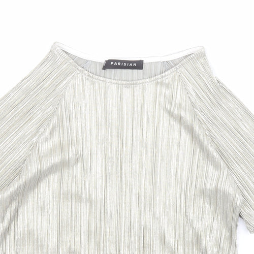 Parisian Womens Gold  Polyester Basic Blouse Size 12 Round Neck
