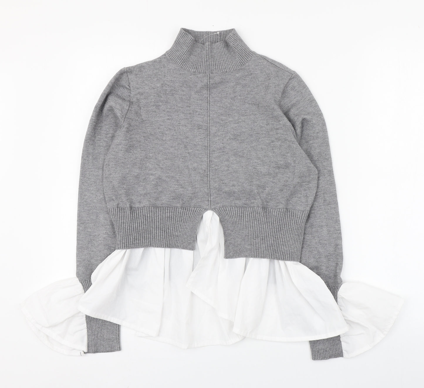 New Look Womens Grey High Neck  Viscose Pullover Jumper Size S