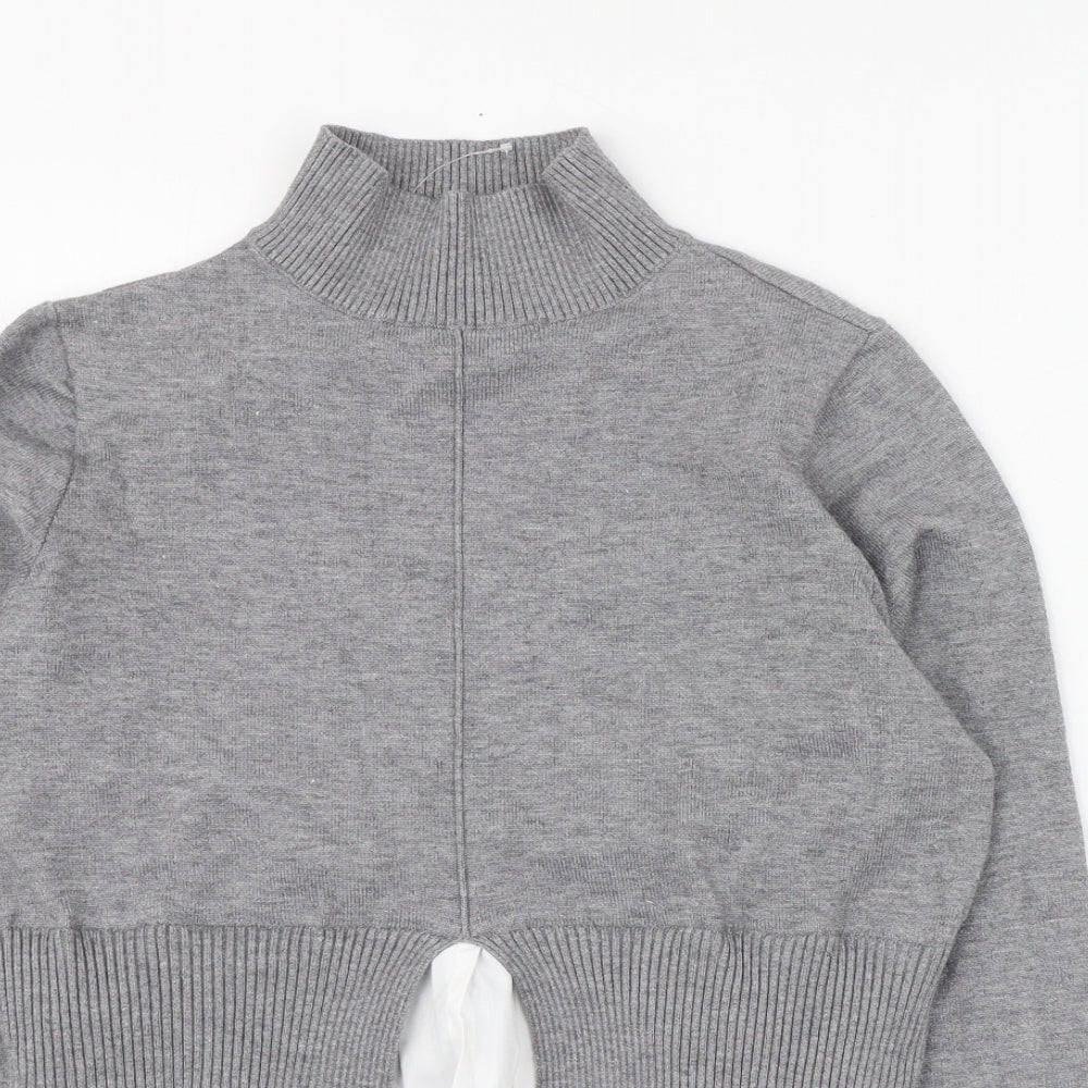 New Look Womens Grey High Neck  Viscose Pullover Jumper Size S