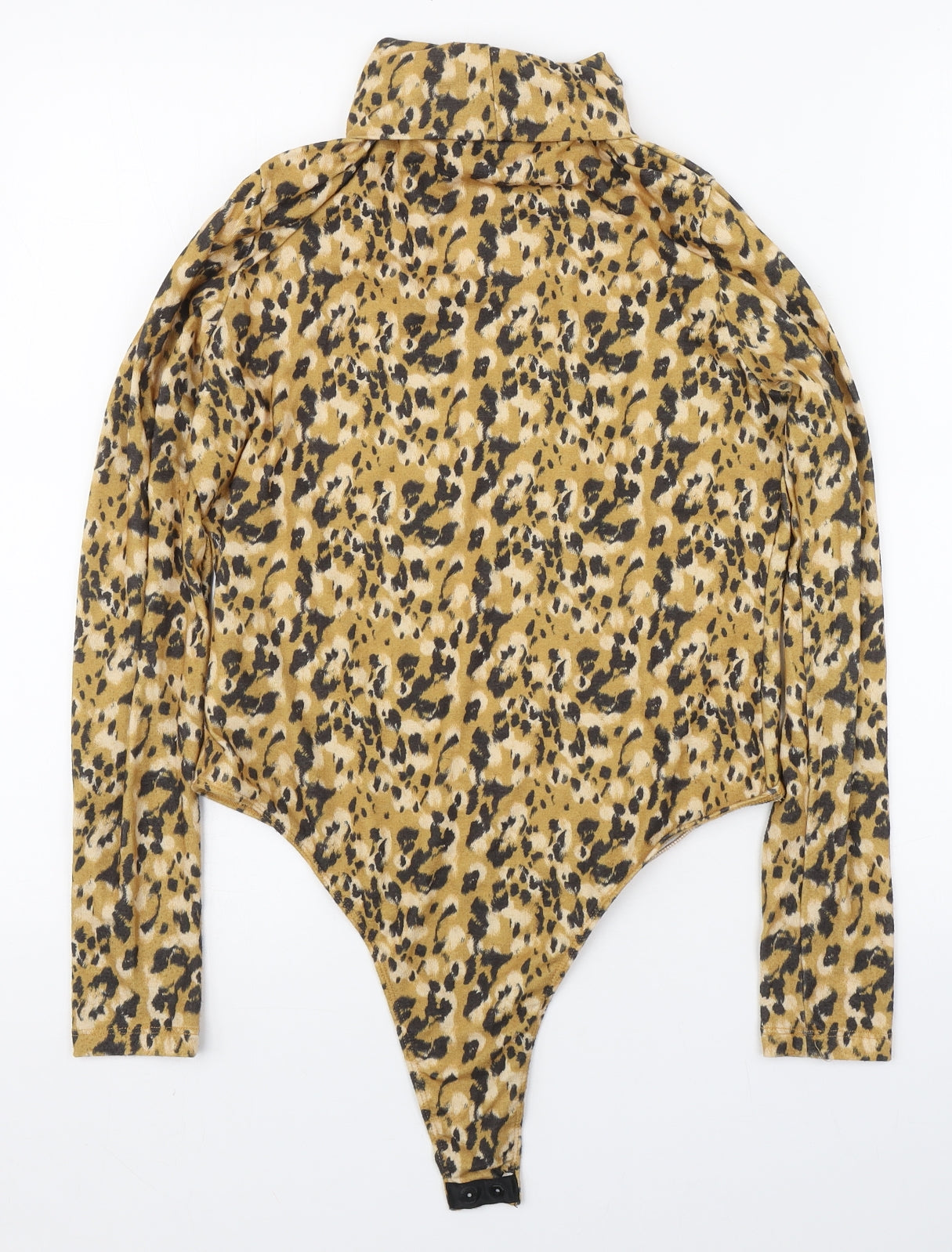 Primark Womens Orange Animal Print Polyester Basic T-Shirt Size M Roll Neck - Bodysuit