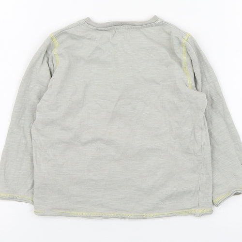 Vertbaudet Boys Grey  100% Cotton Basic T-Shirt Size 3 Years Round Neck Button - Car