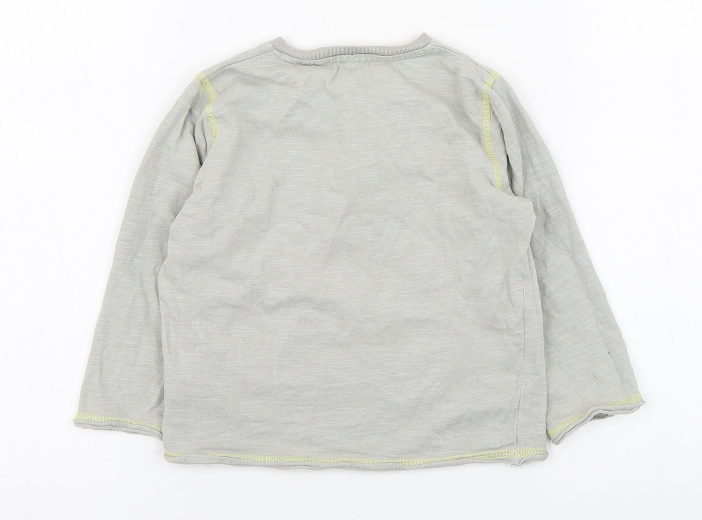 Vertbaudet Boys Grey  100% Cotton Basic T-Shirt Size 3 Years Round Neck Button - Car