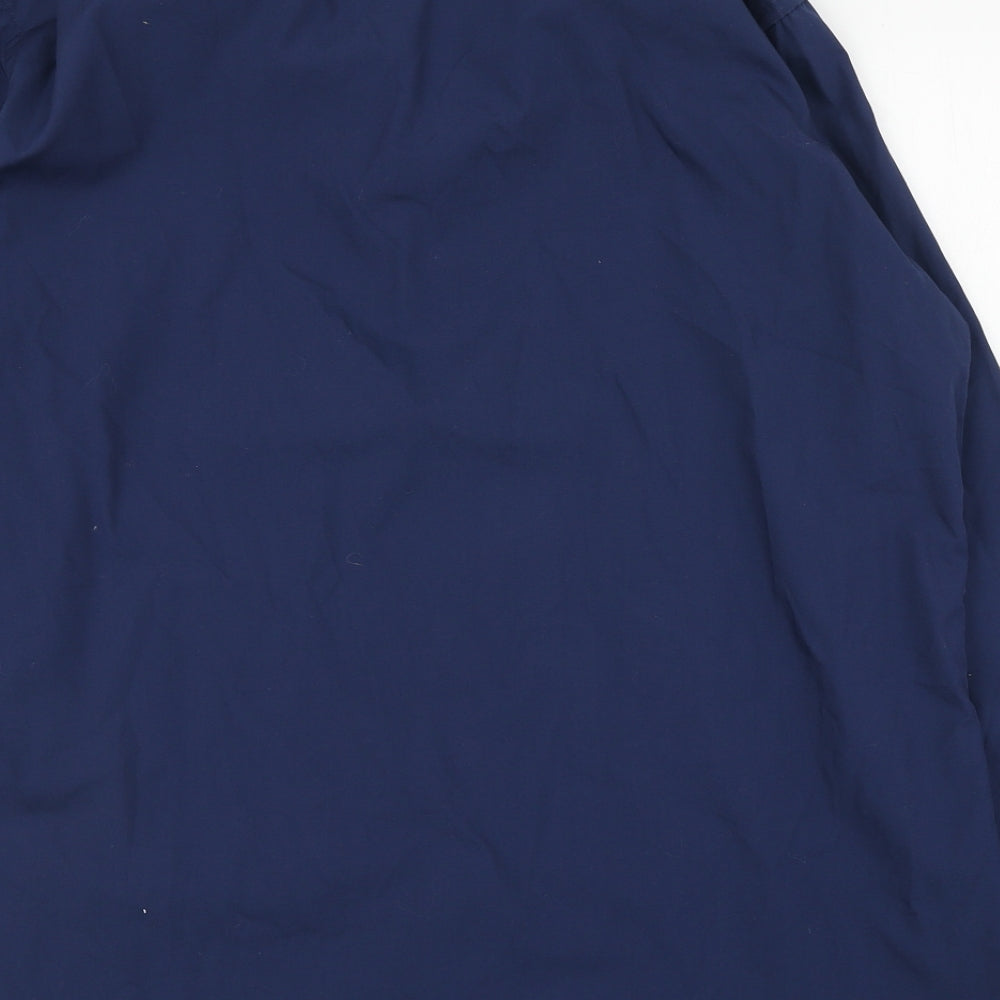 TU Mens Blue  Polyester  Dress Shirt Size 17 Collared Buckle
