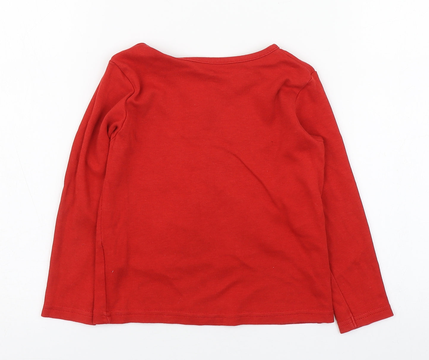 Primark Girls Red  100% Cotton Basic T-Shirt Size 2-3 Years Round Neck Pullover - Christmas