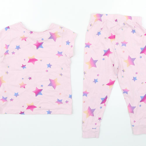 George Girls Pink Geometric 100% Cotton  Pyjama Set Size 18-24 Months  Pullover - Rainbow stars