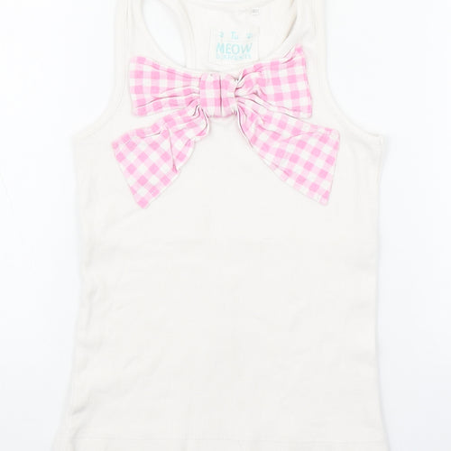 TU Girls White  Cotton Basic Tank Size 7 Years Round Neck Pullover