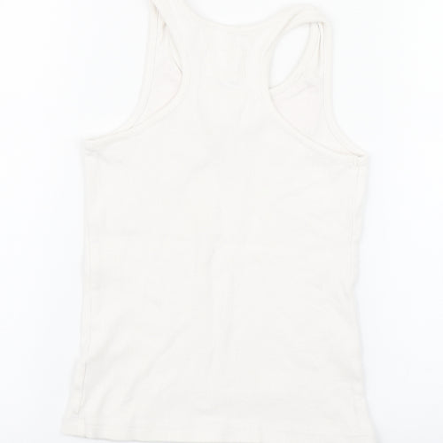 TU Girls White  Cotton Basic Tank Size 7 Years Round Neck Pullover