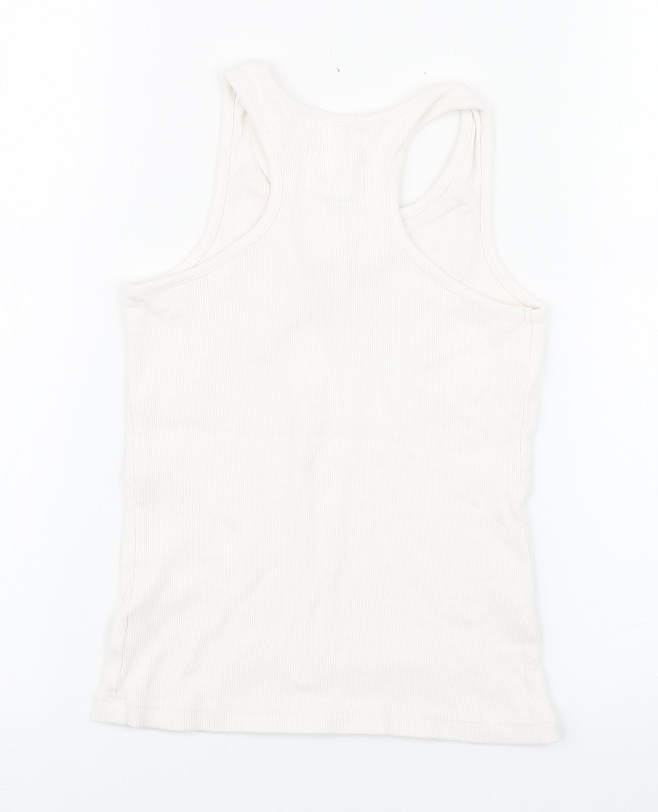 TU Girls White  Cotton Basic Tank Size 7 Years Round Neck Pullover