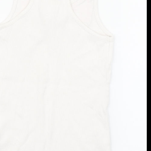 TU Girls White  Cotton Basic Tank Size 7 Years Round Neck Pullover