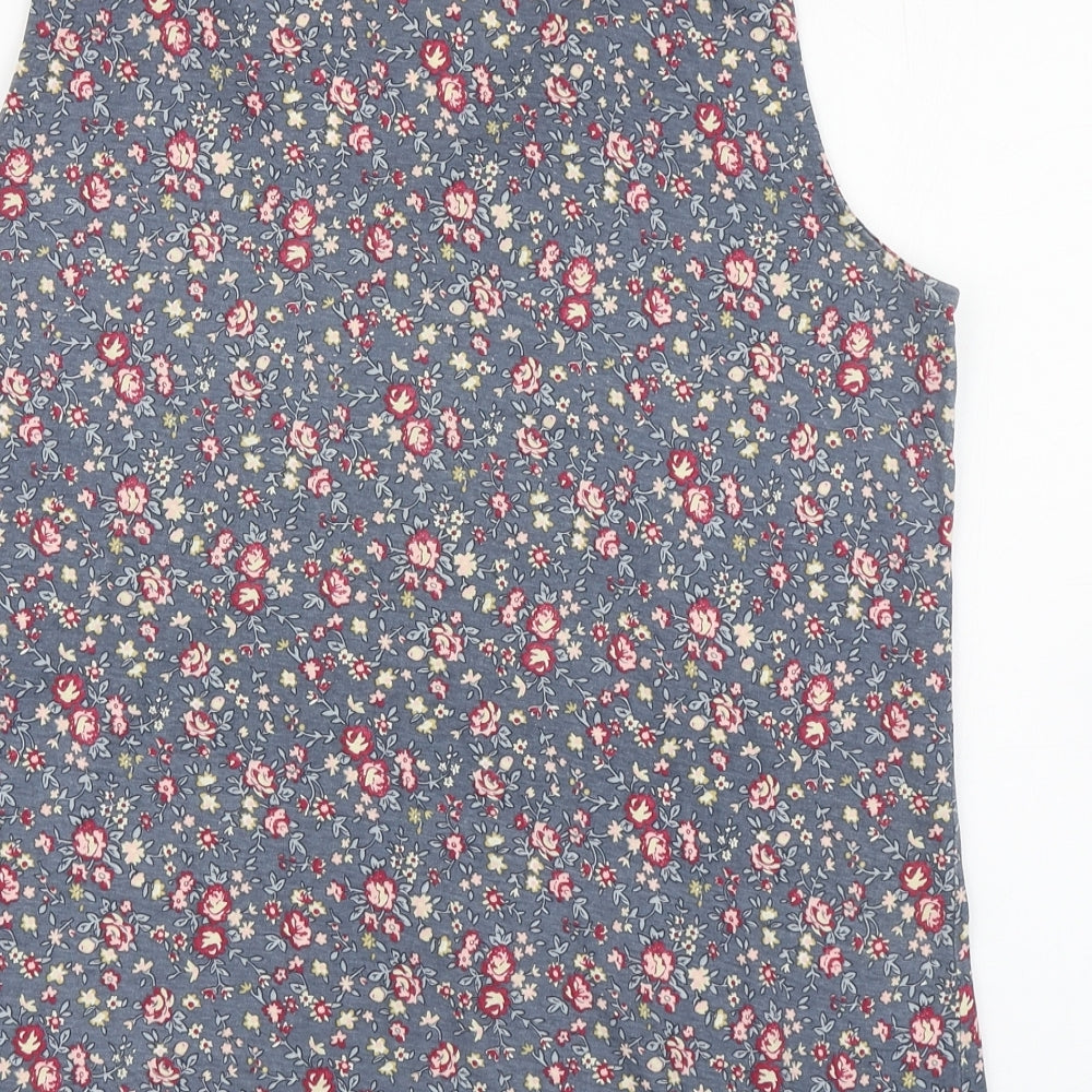 E-vie Womens Blue Floral Cotton Basic Tank Size 20 Scoop Neck