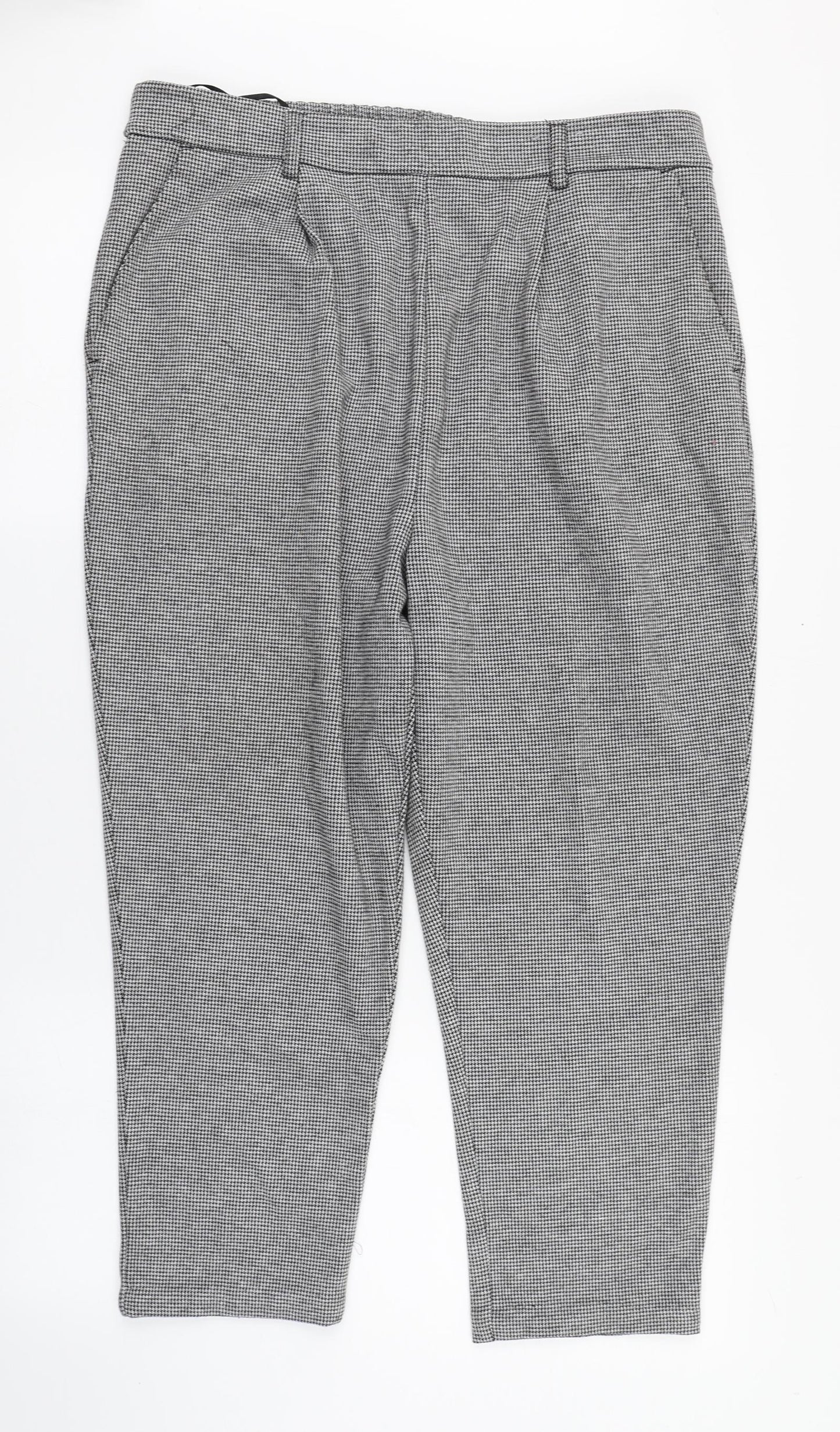 F&F Womens Grey Houndstooth Polyester Trousers  Size 16 L23 in Regular