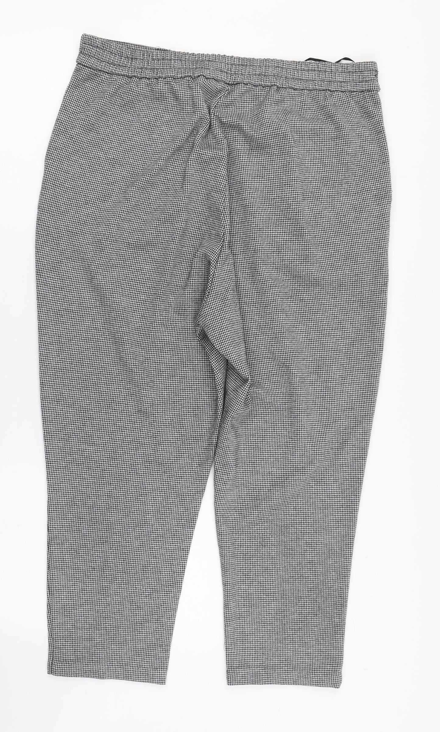 F&F Womens Grey Houndstooth Polyester Trousers  Size 16 L23 in Regular