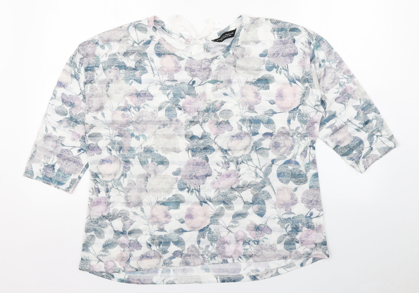 Dorothy Perkins Womens Multicoloured Floral Polyester Basic T-Shirt Size 20 Round Neck