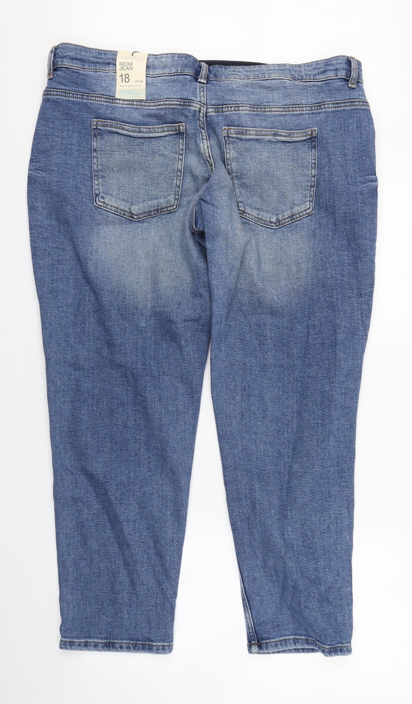 Primark Womens Blue  Cotton Straight Jeans Size 18 L29 in Regular Zip