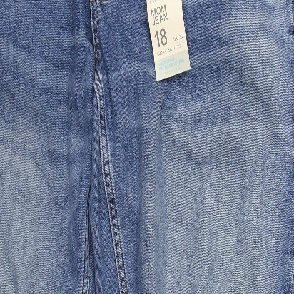 Primark Womens Blue  Cotton Straight Jeans Size 18 L29 in Regular Zip
