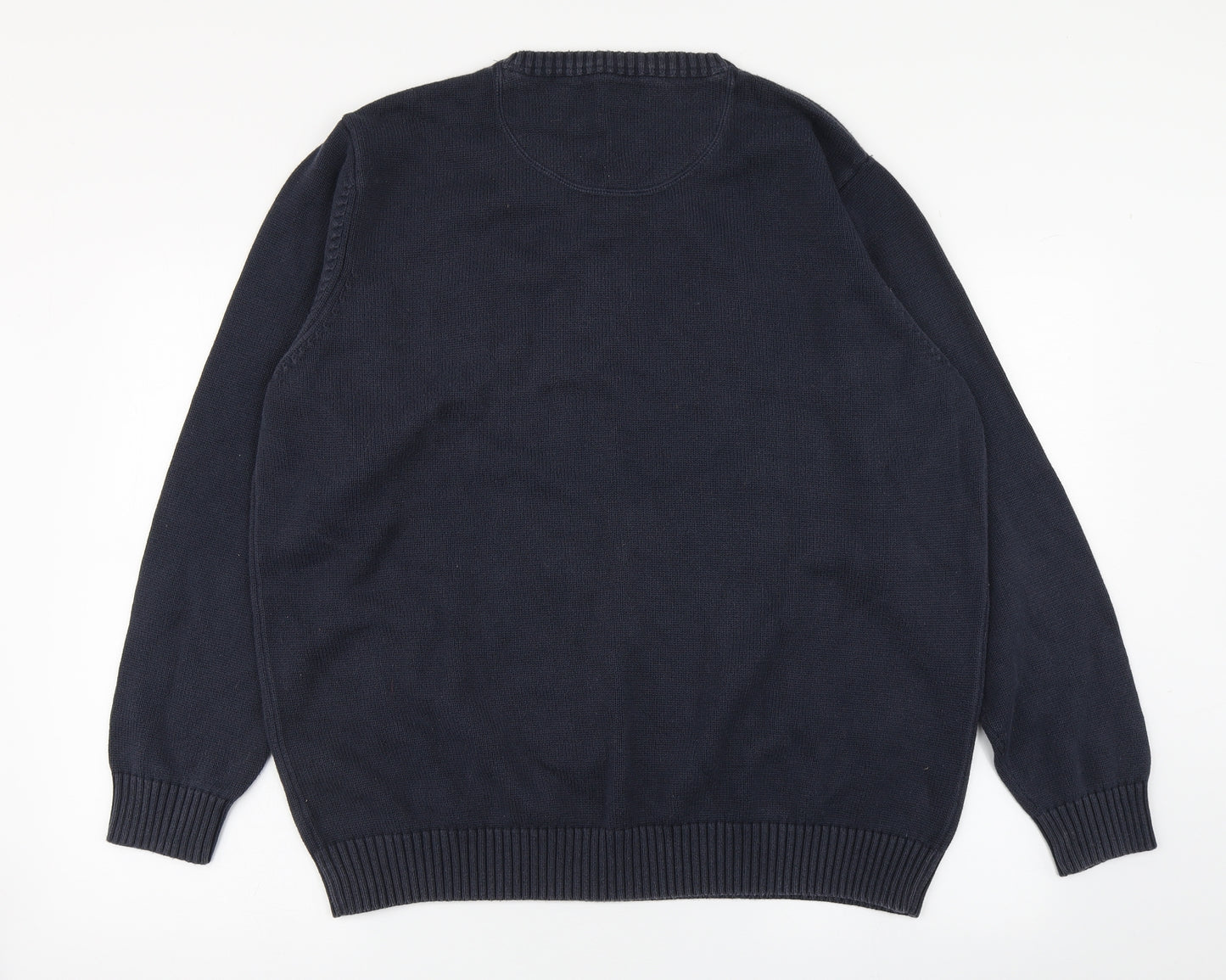 George Mens Blue V-Neck  Cotton Pullover Jumper Size XL