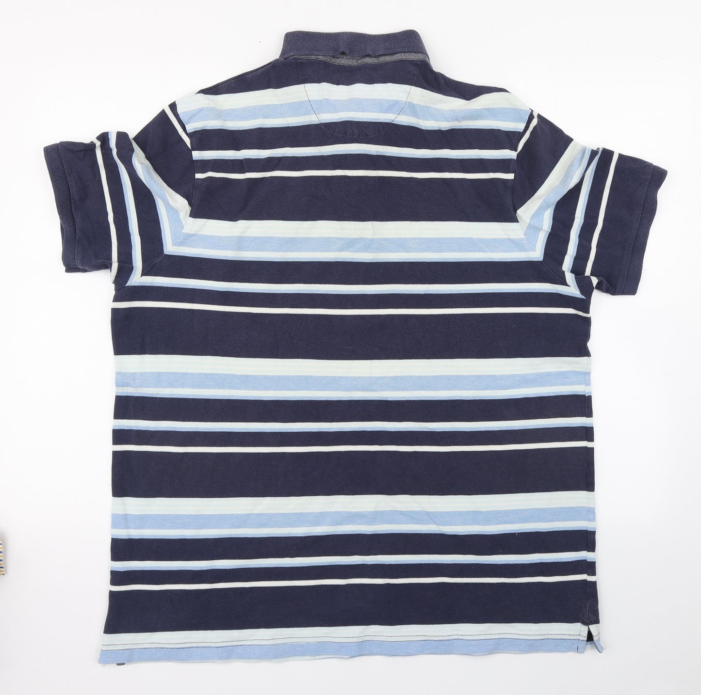 Blue Harbour Mens Blue Striped Cotton  Polo Size XL Collared Button