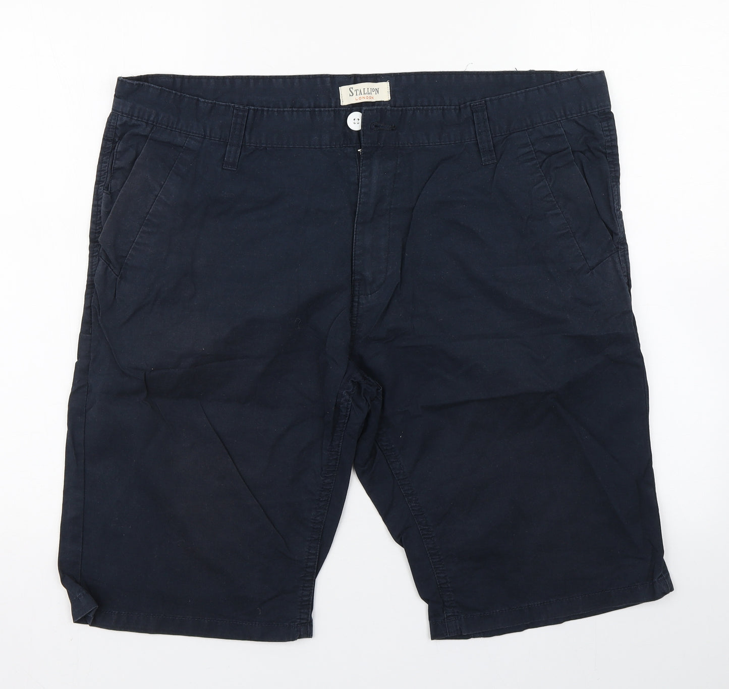 Stallion Mens Blue  Cotton Cargo Shorts Size 38 in L11 in Regular Zip
