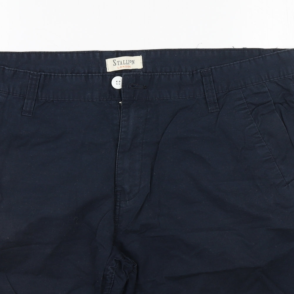 Stallion Mens Blue  Cotton Cargo Shorts Size 38 in L11 in Regular Zip