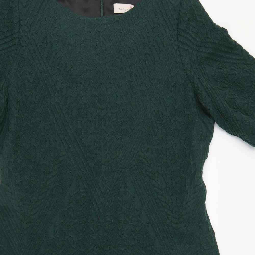 Per Una Womens Green  Acrylic Sheath  Size 18  Round Neck Zip
