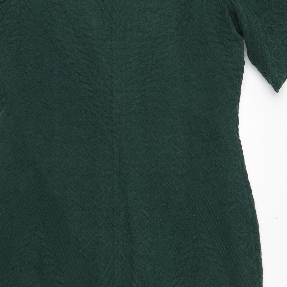 Per Una Womens Green  Acrylic Sheath  Size 18  Round Neck Zip