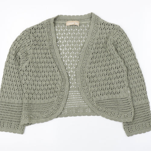 Daxon Womens Green V-Neck  Cotton Cardigan Jumper Size 12