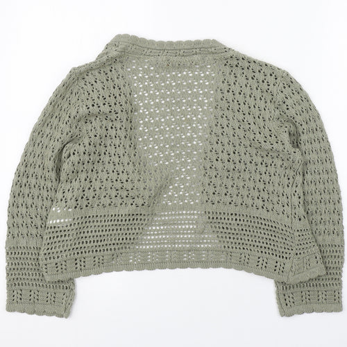 Daxon Womens Green V-Neck  Cotton Cardigan Jumper Size 12
