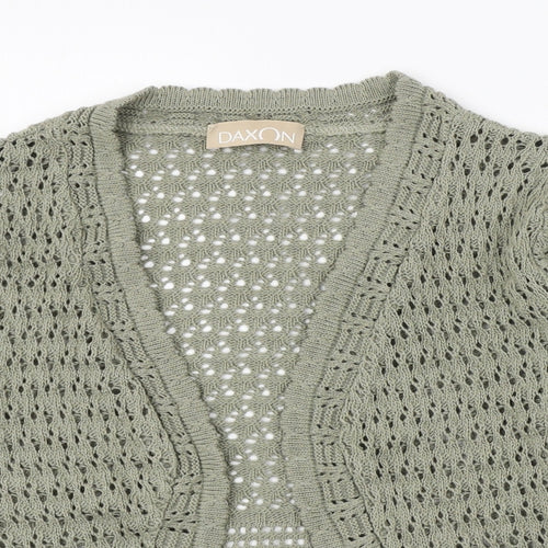 Daxon Womens Green V-Neck  Cotton Cardigan Jumper Size 12