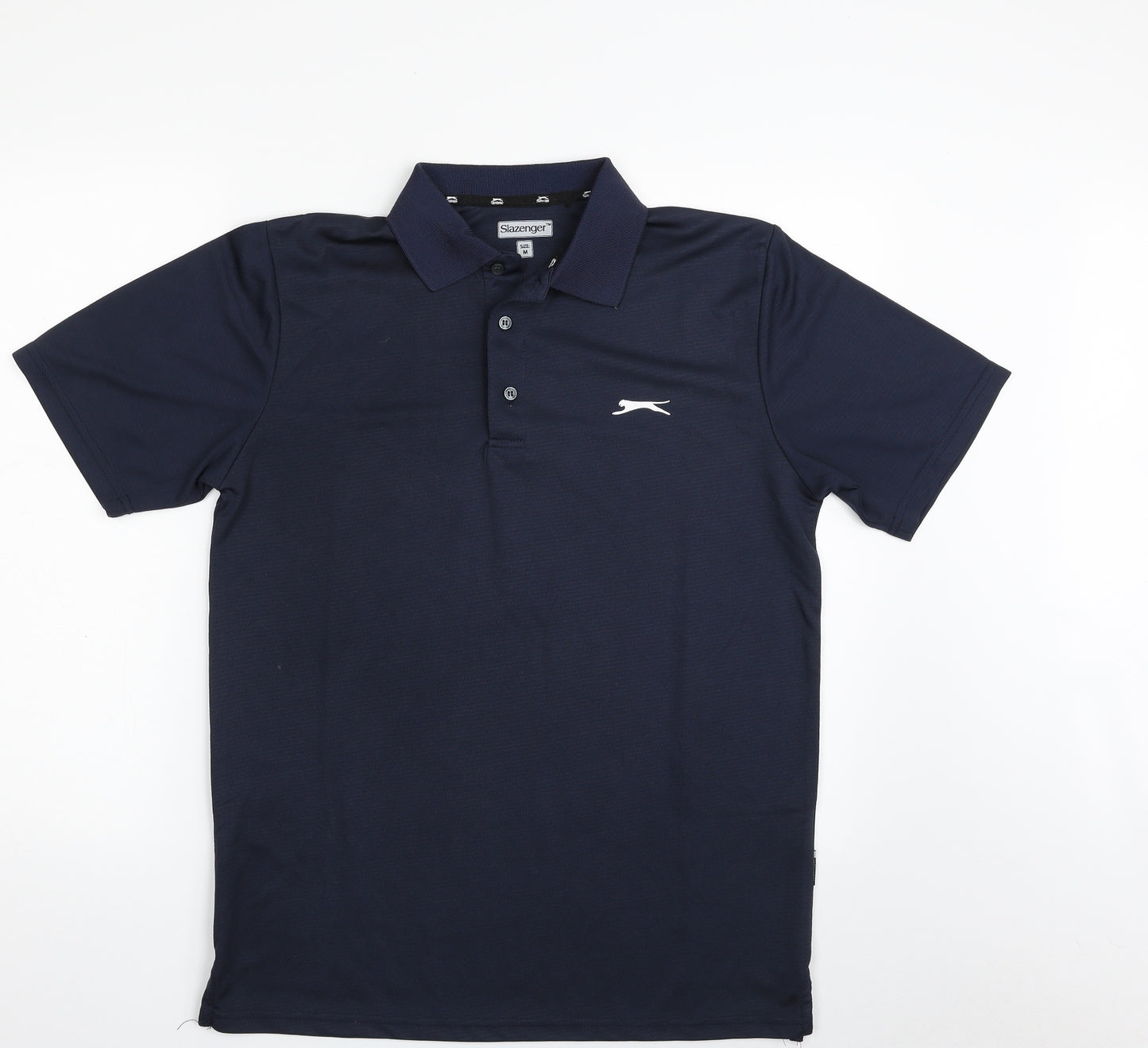 Slazenger Mens Blue  100% Polyester Pullover Polo Size M Collared Button