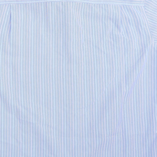 Lincoln Mens Blue Striped Polyester  Button-Up Size M Collared Button