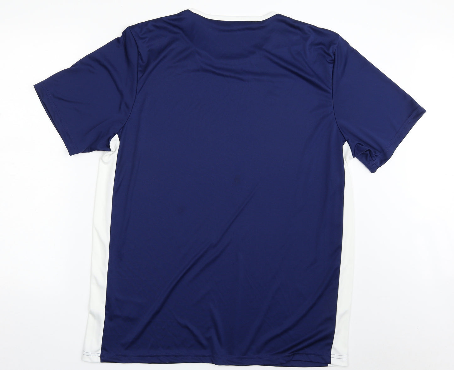 adidas Mens Blue Striped 100% Polyester Pullover T-Shirt Size XL Crew Neck Pullover - Aeroready