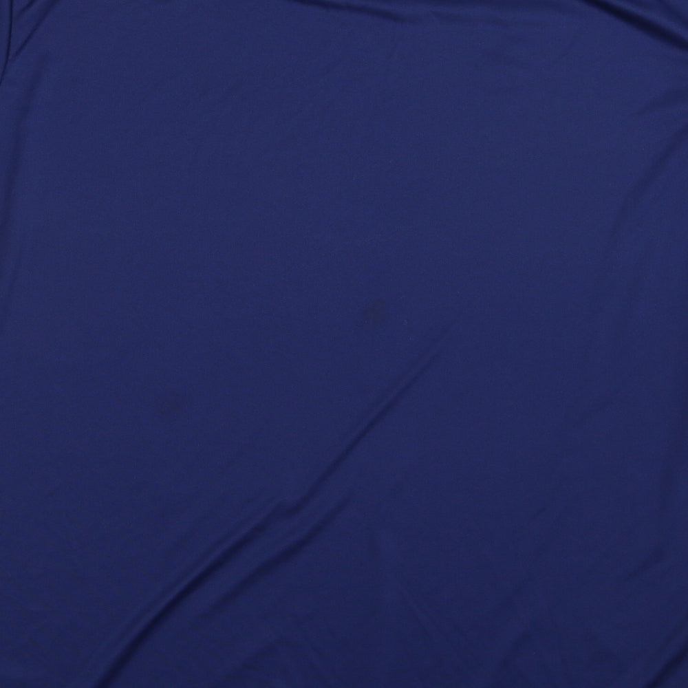 adidas Mens Blue Striped 100% Polyester Pullover T-Shirt Size XL Crew Neck Pullover - Aeroready
