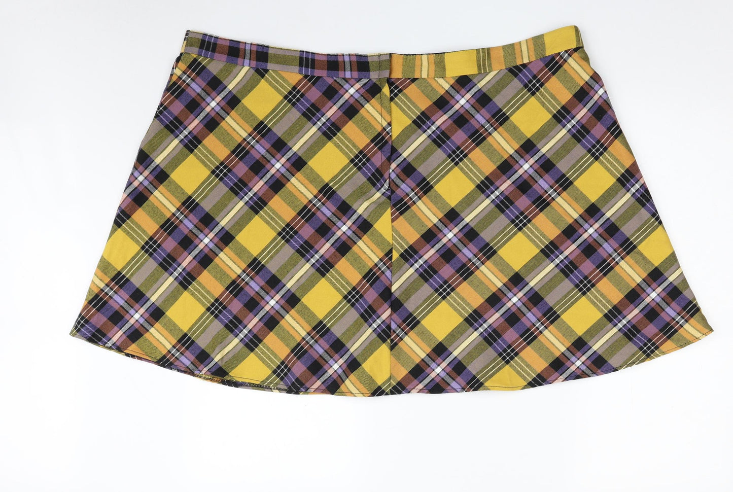 George Womens Multicoloured Plaid Polyester A-Line Skirt Size 24   Zip