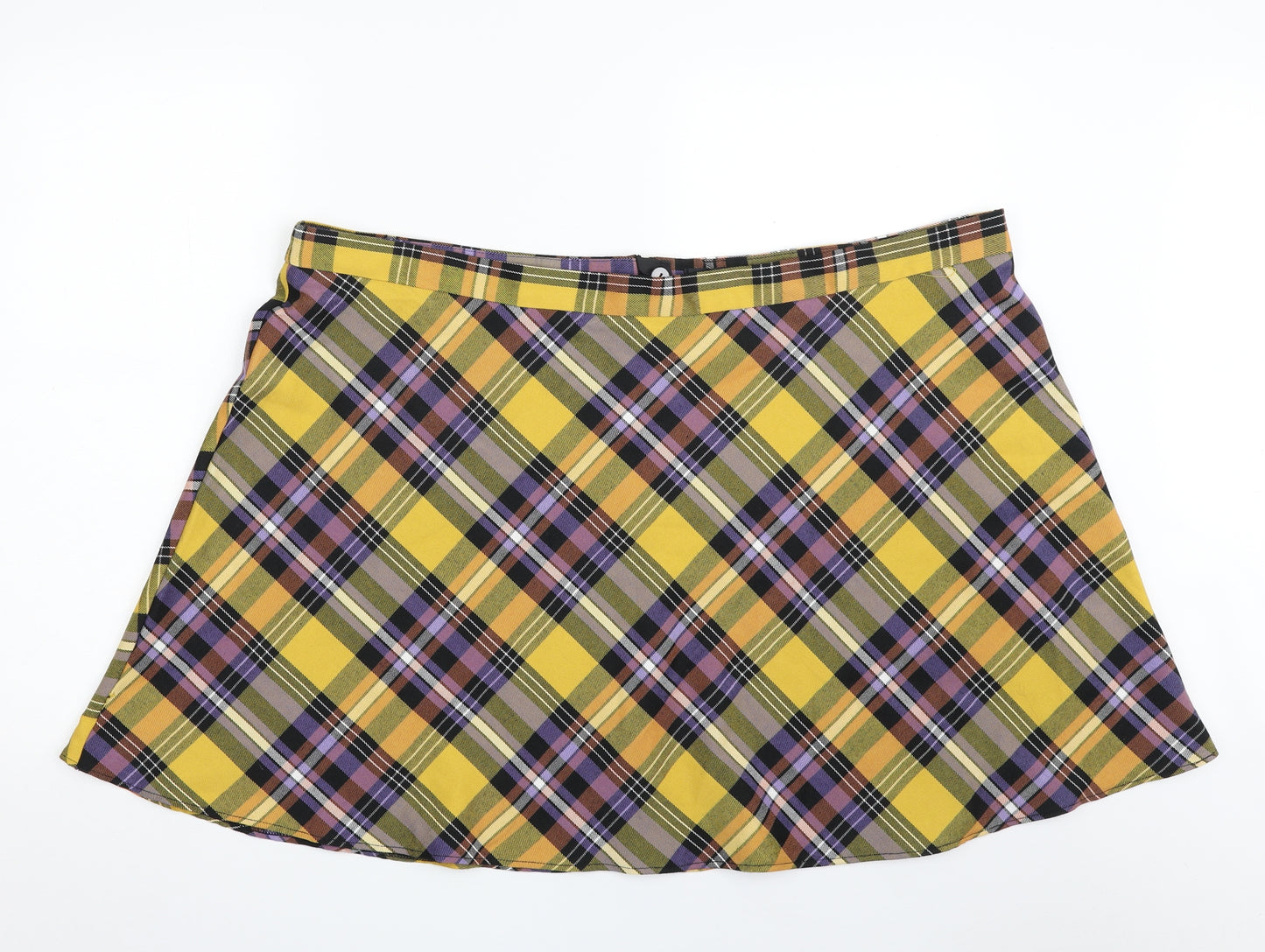 George Womens Multicoloured Plaid Polyester A-Line Skirt Size 24   Zip
