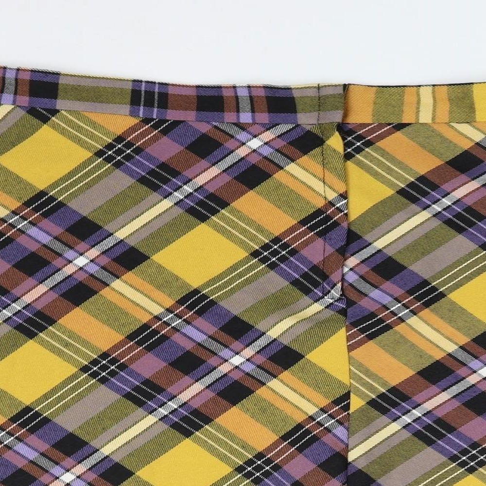 George Womens Multicoloured Plaid Polyester A-Line Skirt Size 24   Zip