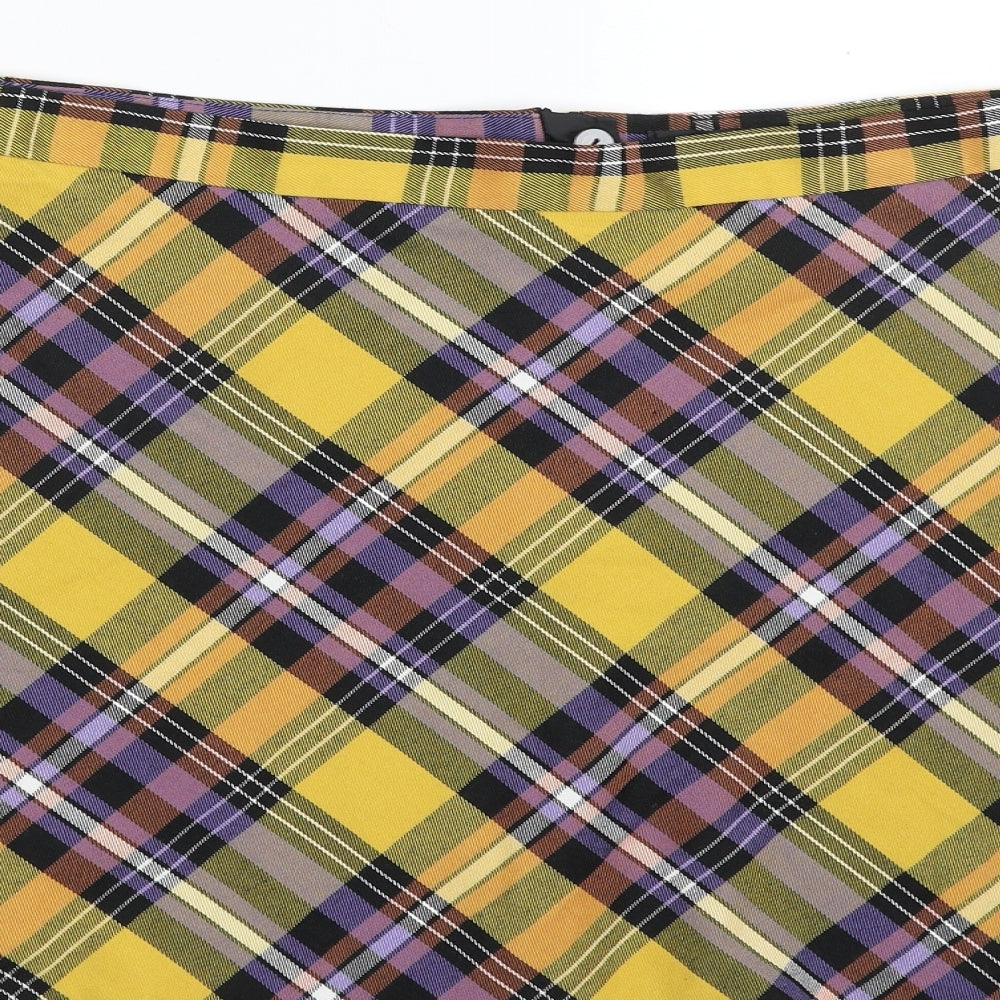 George Womens Multicoloured Plaid Polyester A-Line Skirt Size 24   Zip