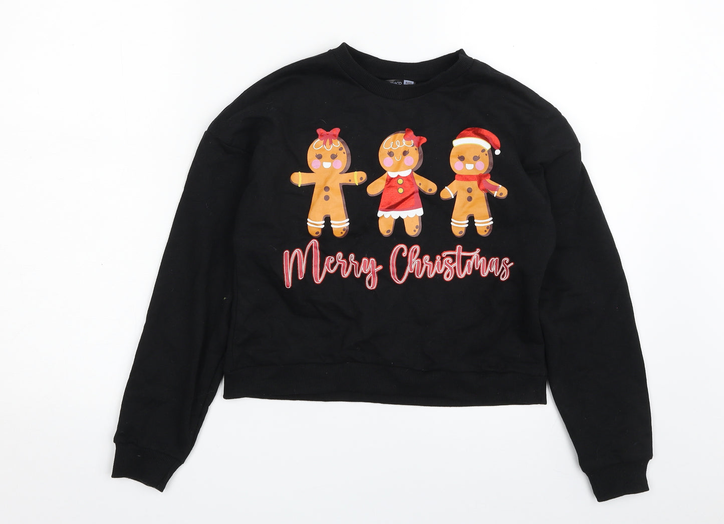 Pep&Co Girls Black  Cotton Pullover Sweatshirt Size 9-10 Years  Pullover - Christmas