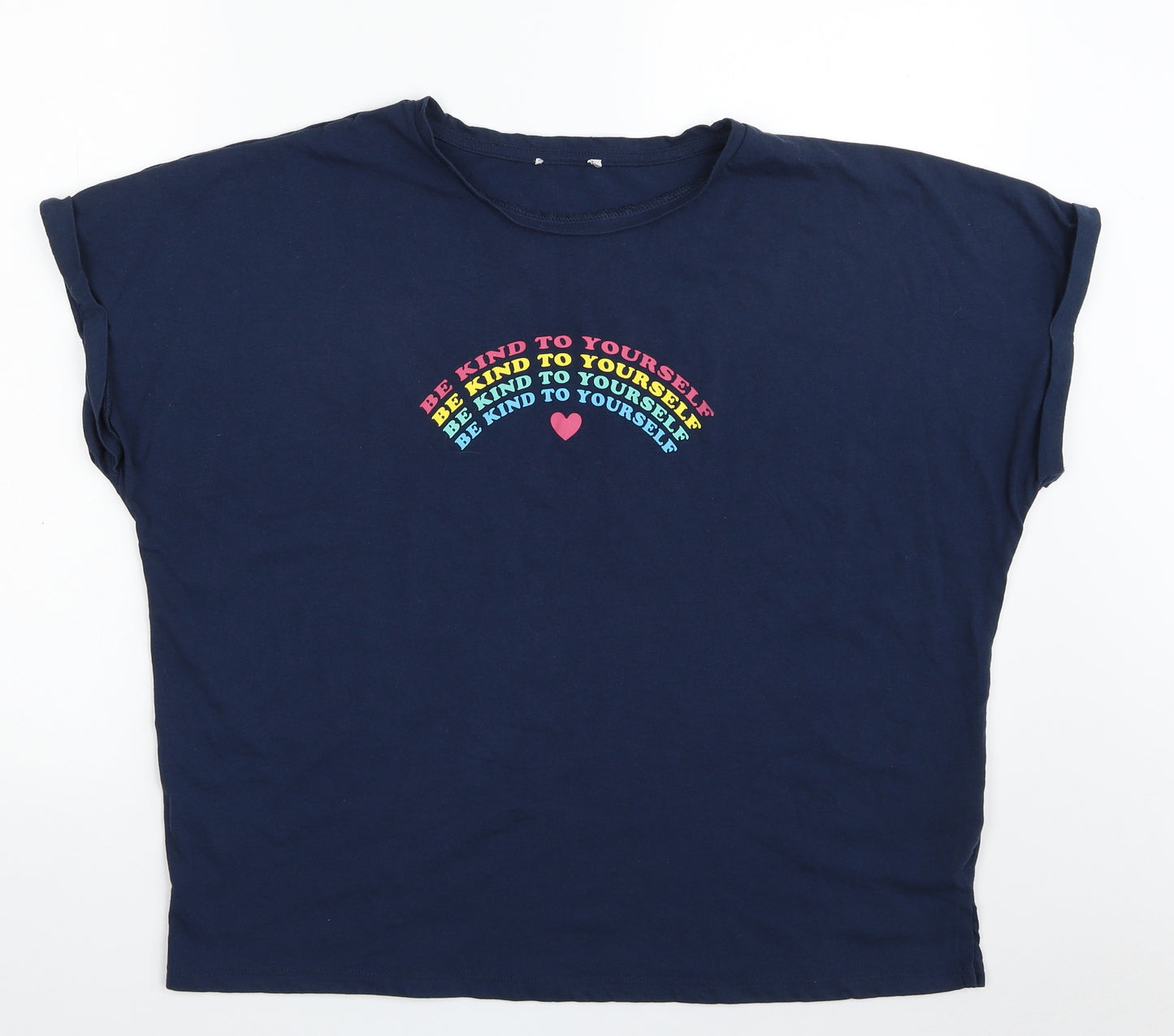 Matalan Womens Blue  Cotton Basic T-Shirt Size L Crew Neck - Be kind to yourself