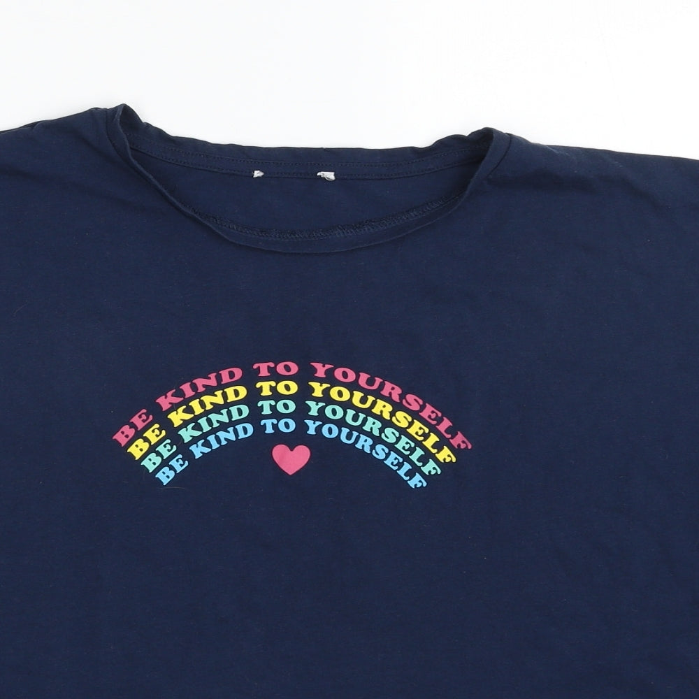 Matalan Womens Blue  Cotton Basic T-Shirt Size L Crew Neck - Be kind to yourself
