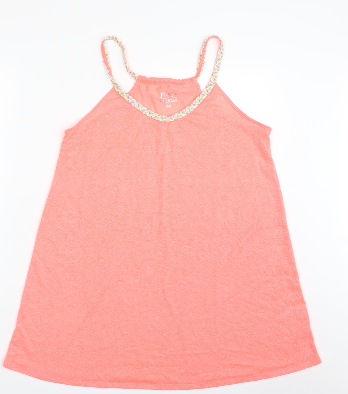 Matalan Womens Pink Geometric Polyester Basic Tank Size 12 Scoop Neck - Holiday