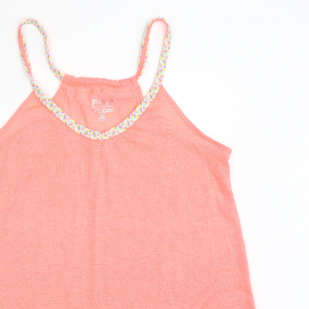 Matalan Womens Pink Geometric Polyester Basic Tank Size 12 Scoop Neck - Holiday