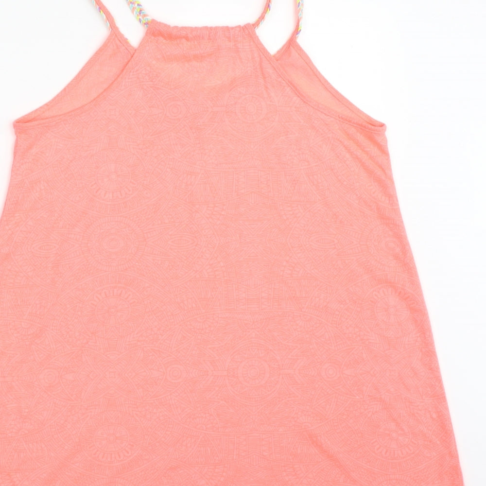 Matalan Womens Pink Geometric Polyester Basic Tank Size 12 Scoop Neck - Holiday