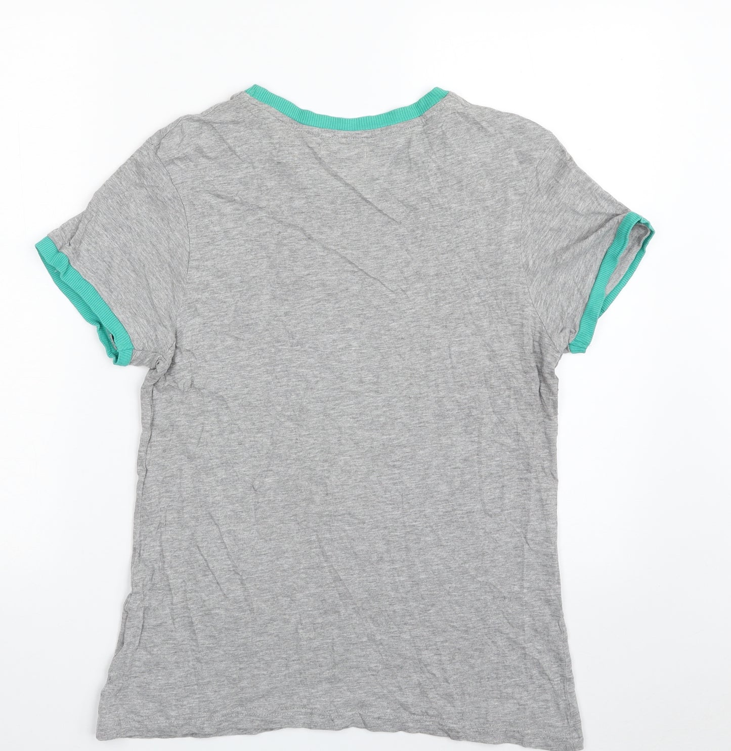 Brave Soul Womens Grey  Cotton Basic T-Shirt Size L Crew Neck - Strawberry
