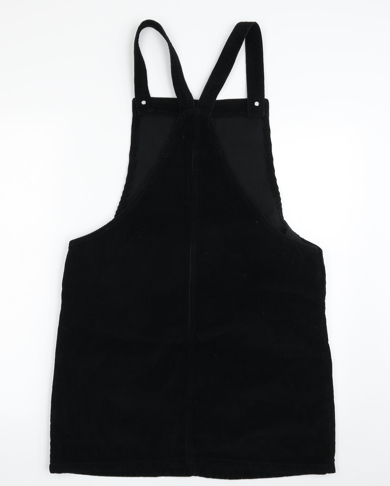 Papaya Womens Black  100% Cotton Pinafore/Dungaree Dress  Size 12  Square Neck Button - Item Length -35in
