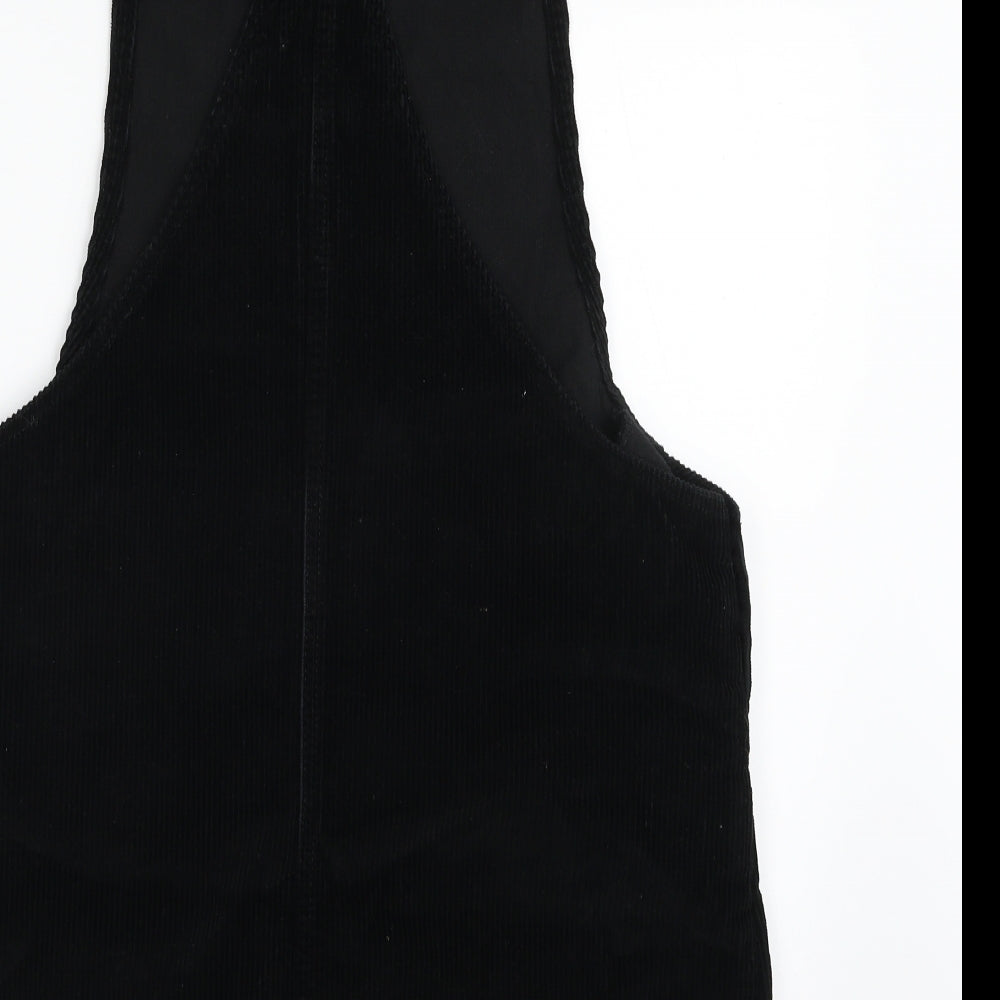 Papaya Womens Black  100% Cotton Pinafore/Dungaree Dress  Size 12  Square Neck Button - Item Length -35in