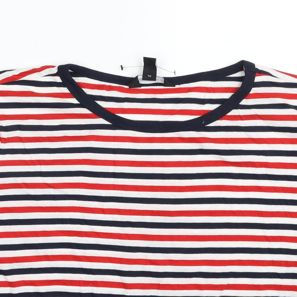 New Look Womens Multicoloured Striped Cotton Basic T-Shirt Size 18 Crew Neck