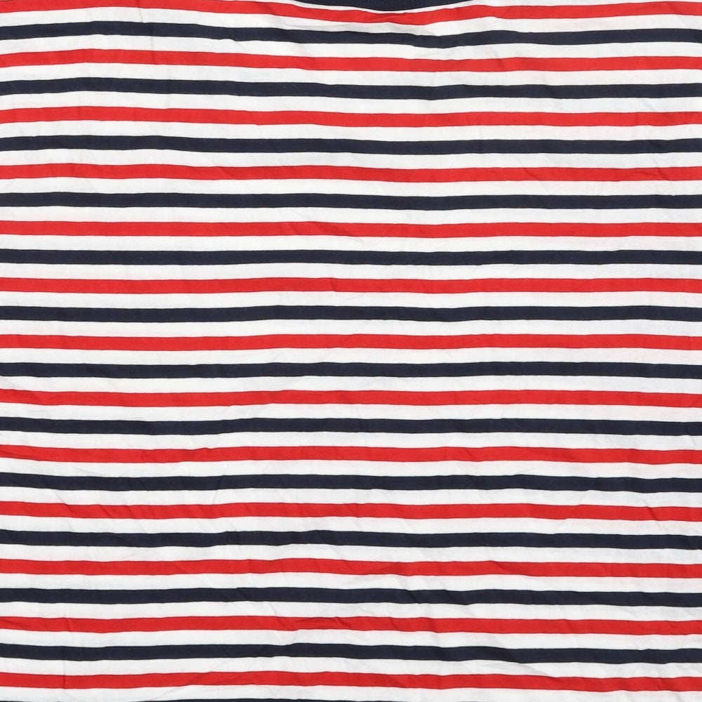 New Look Womens Multicoloured Striped Cotton Basic T-Shirt Size 18 Crew Neck