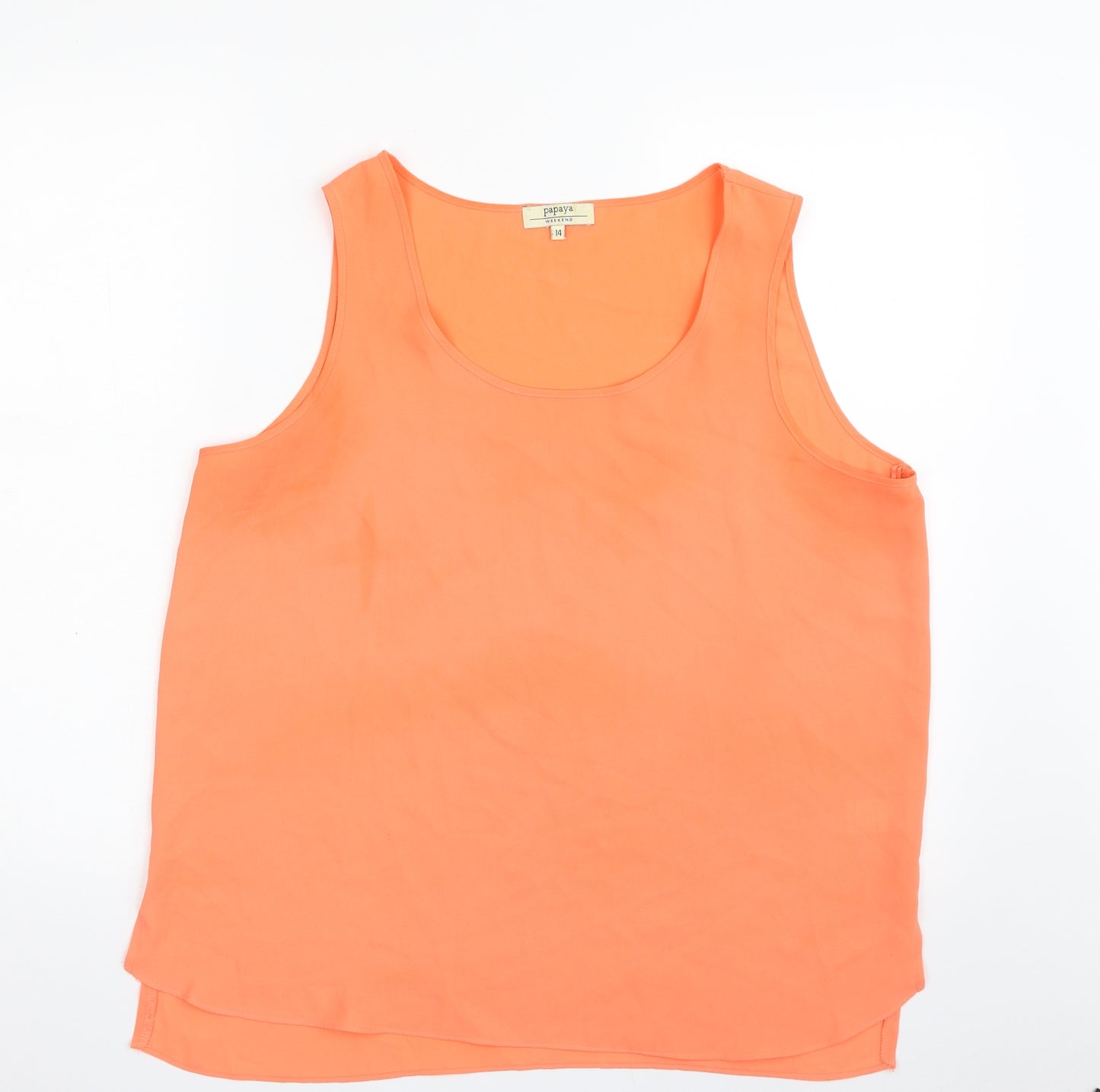 Papaya Womens Orange  Polyester Basic Blouse Size 14 Scoop Neck - Weekend