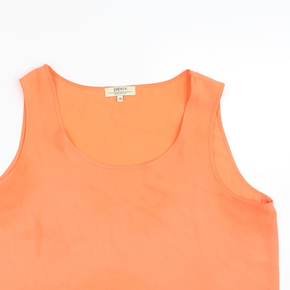 Papaya Womens Orange  Polyester Basic Blouse Size 14 Scoop Neck - Weekend