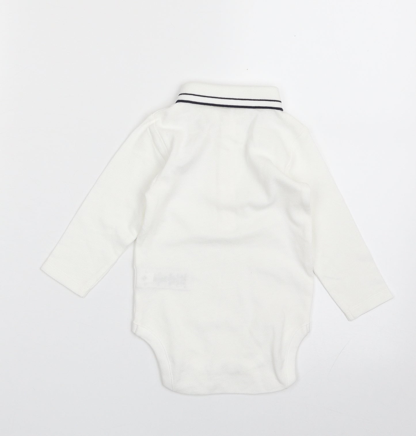 NEXT Baby White  100% Cotton Babygrow One-Piece Size 9-12 Months  Button - Elephant
